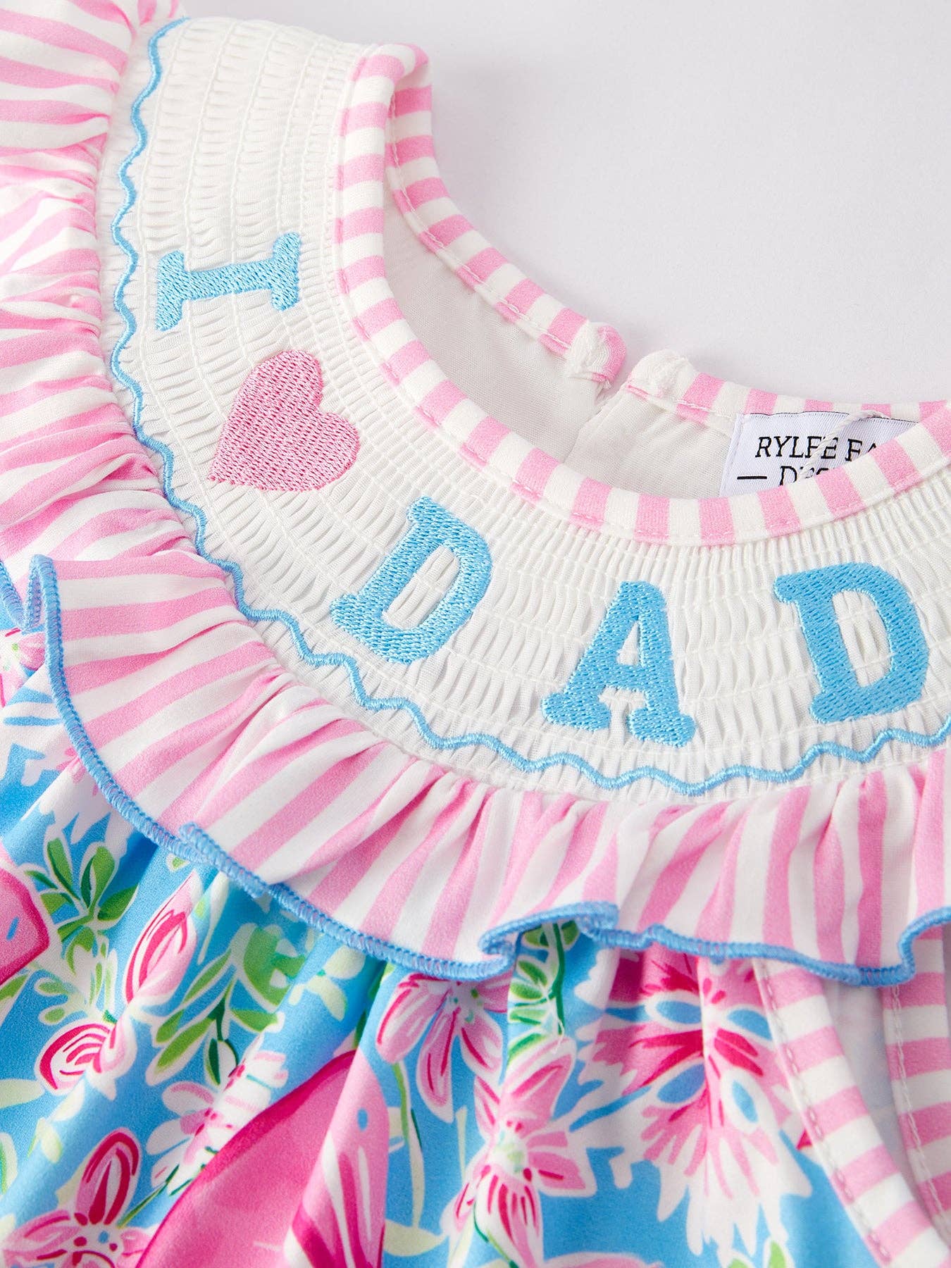 Rylee Faith Designs - “I ❤ DAD ”Embroidery Smocking Baby Girls Dress