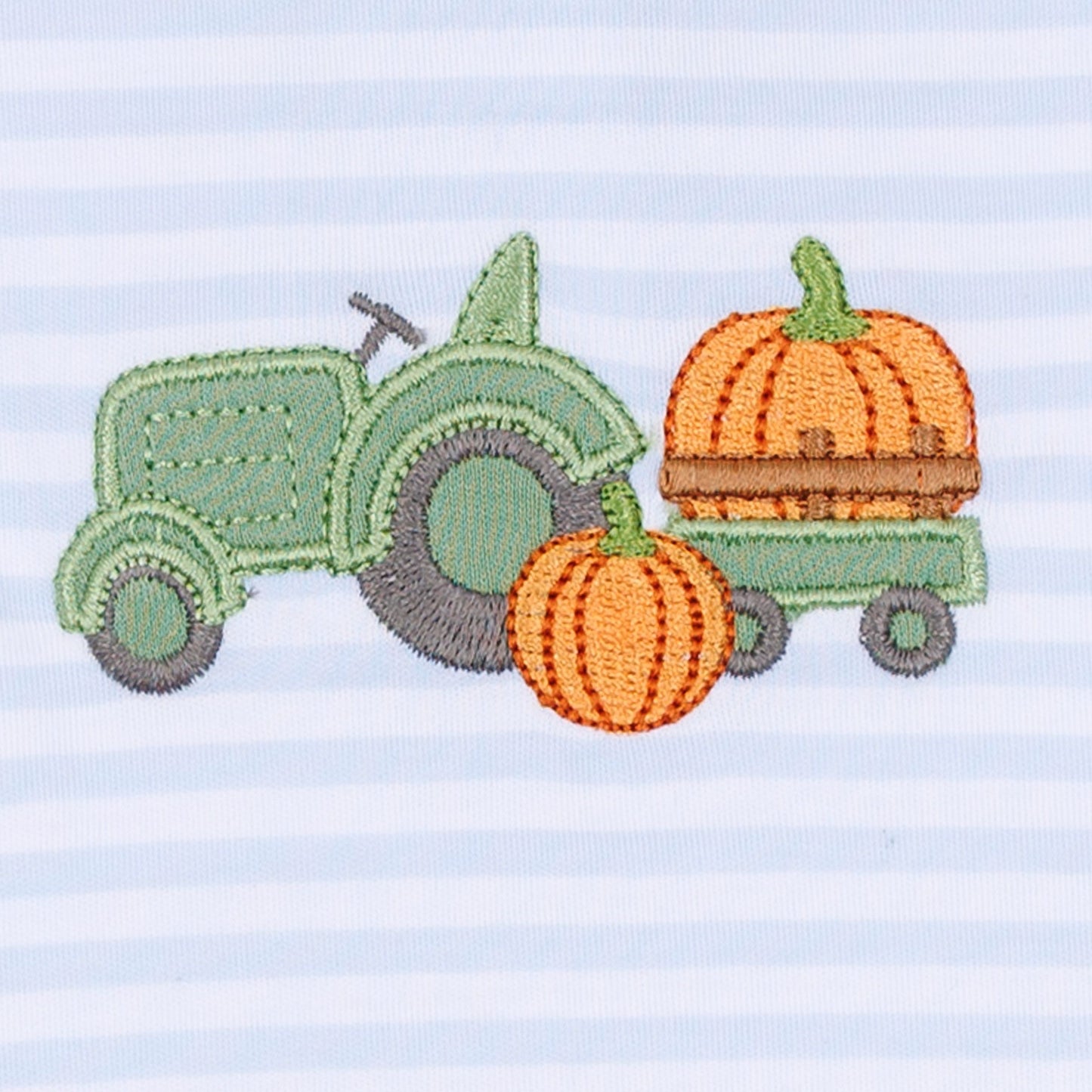 Magnolia Baby Pumpkin Tractor Applique Diaper Cover Set -Light Blue