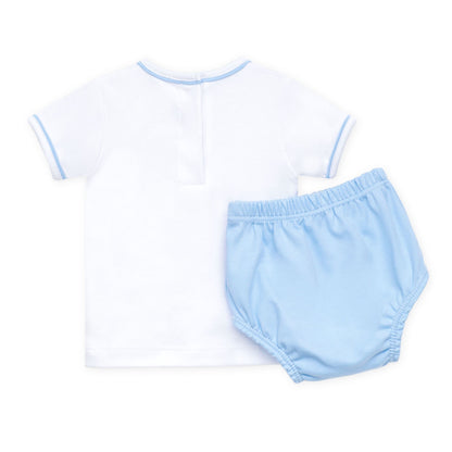 Magnolia Baby Darling Cowboy Boots Diaper Cover Set with Socks - Light Blue