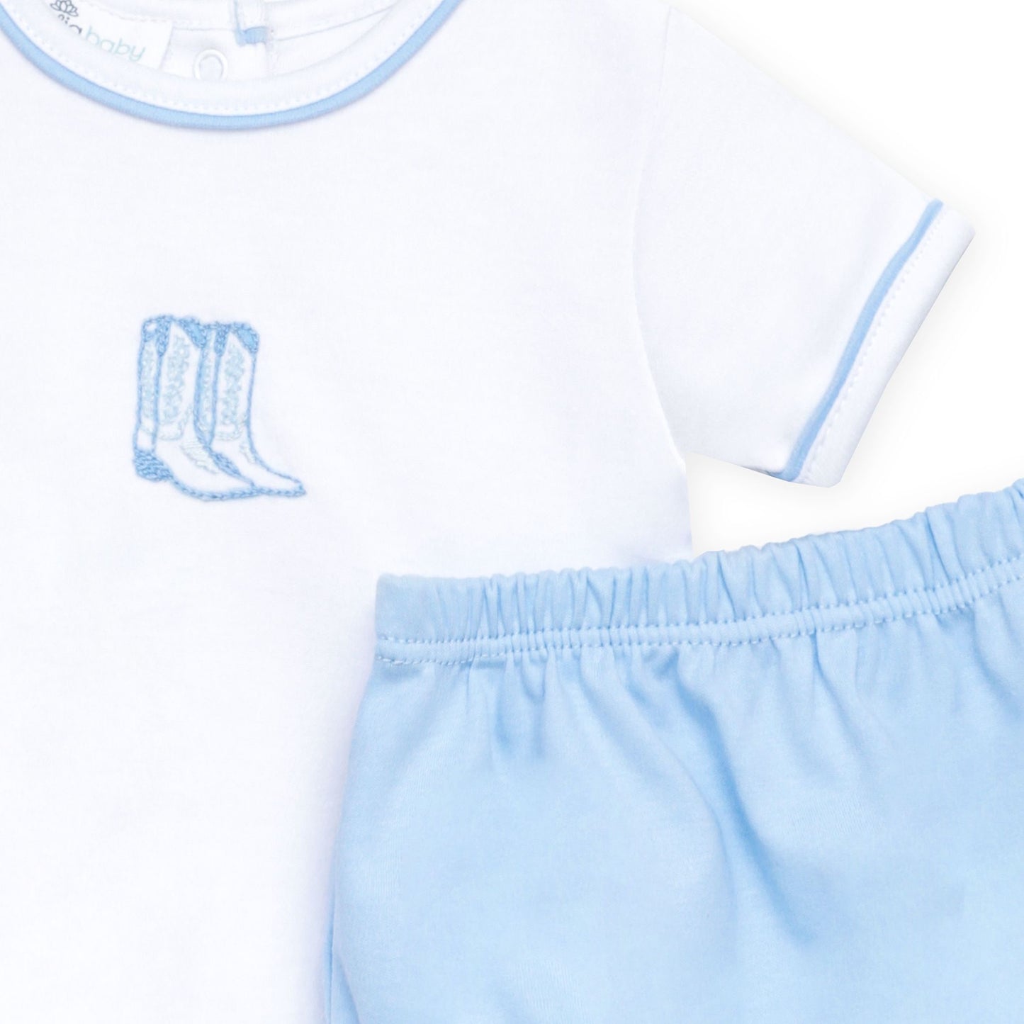 Magnolia Baby Darling Cowboy Boots Diaper Cover Set with Socks - Light Blue
