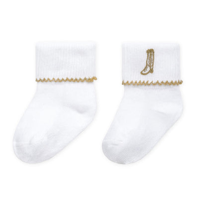 Magnolia Baby Darling Cowboy Boots Diaper Cover Set with Socks - Ivory