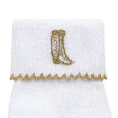 Magnolia Baby Darling Cowboy Boots Diaper Cover Set with Socks - Ivory