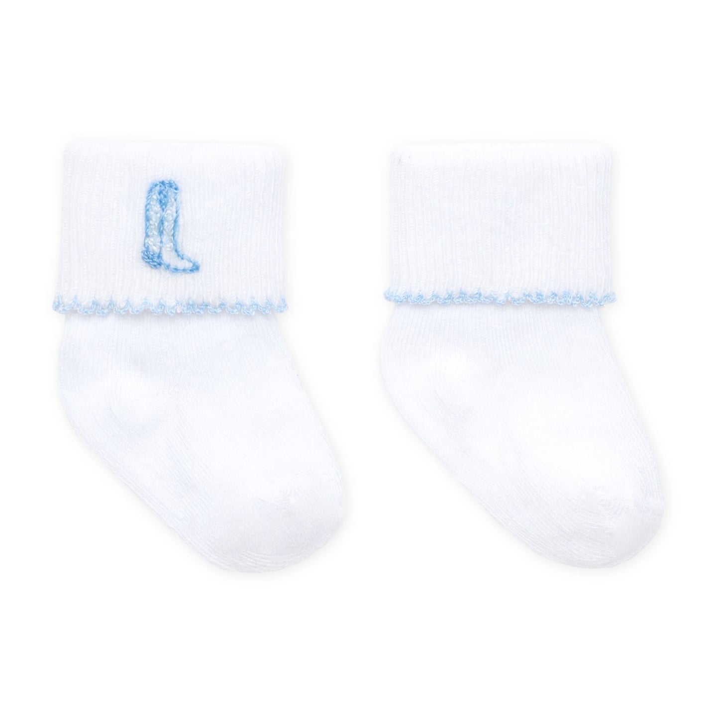 Magnolia Baby Darling Cowboy Boots Diaper Cover Set with Socks - Light Blue