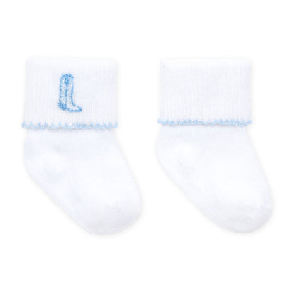 Magnolia Baby Darling Cowboy Boots Diaper Cover Set with Socks - Light Blue