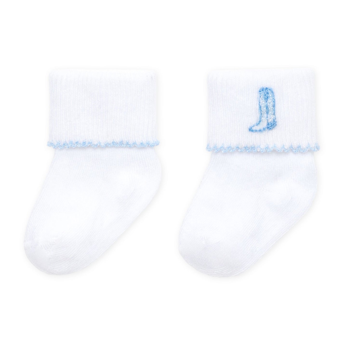 Magnolia Baby Darling Cowboy Boots Diaper Cover Set with Socks - Light Blue