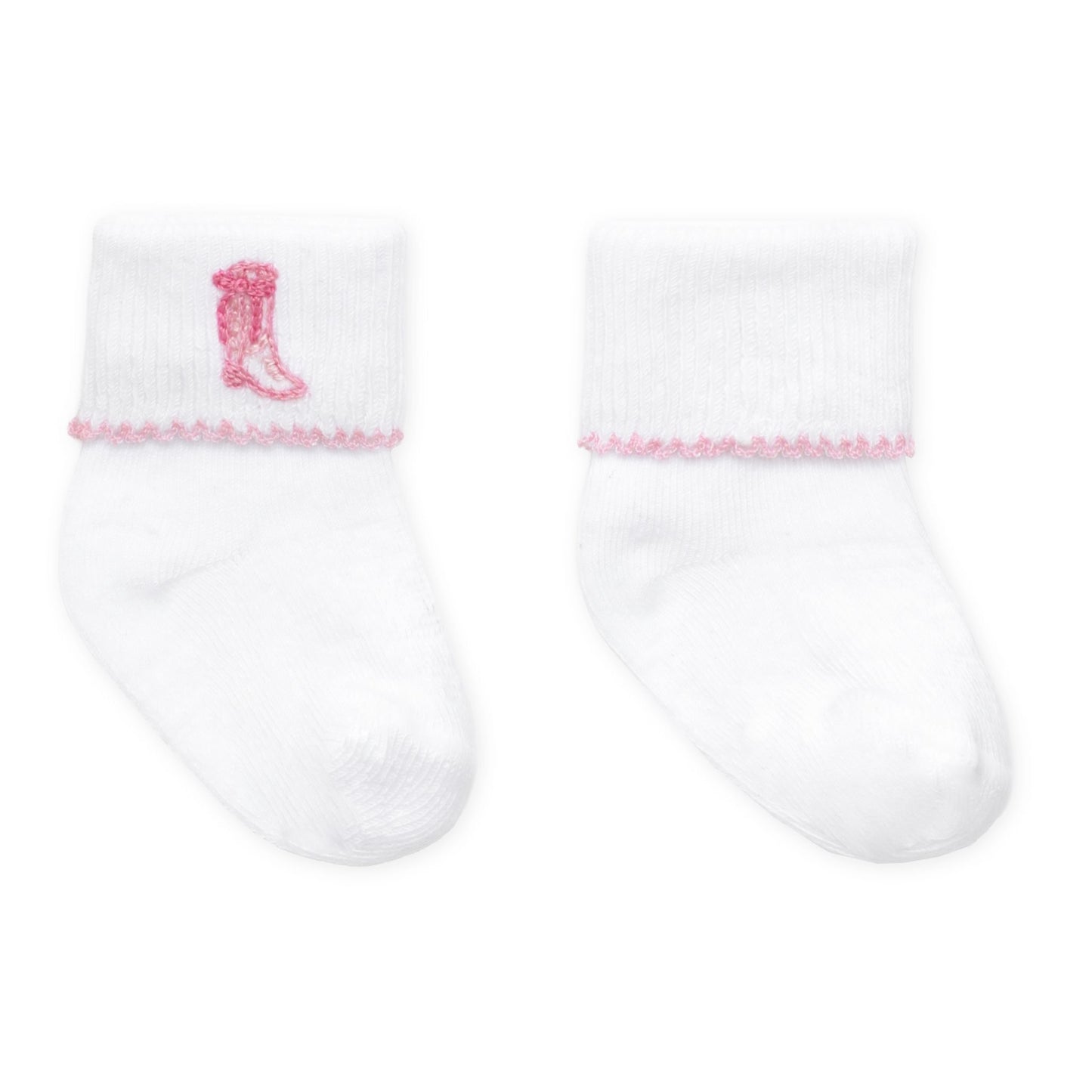Magnolia Baby Darling Cowboy Boots Ruffle Diaper Cover Set with Socks - Pink