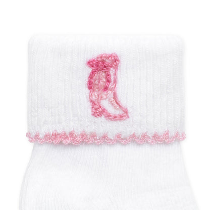 Magnolia Baby Darling Cowboy Boots Ruffle Diaper Cover Set with Socks - Pink