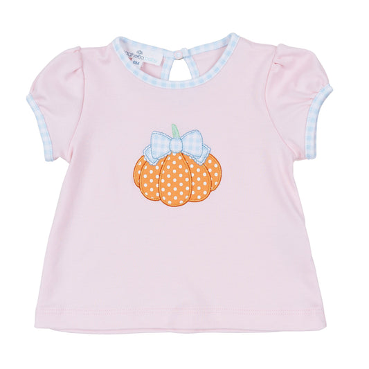 Magnolia Baby Bowtique Pumpkin Applique Short Sleeve T-Shirt
