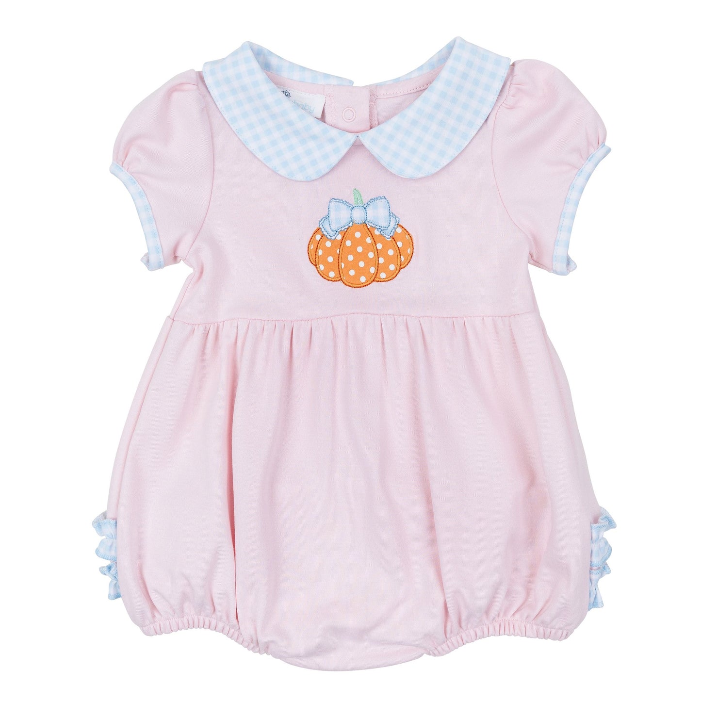 Magnolia Baby Boutique Pumpkin Applique Collared Ruffle Bubble