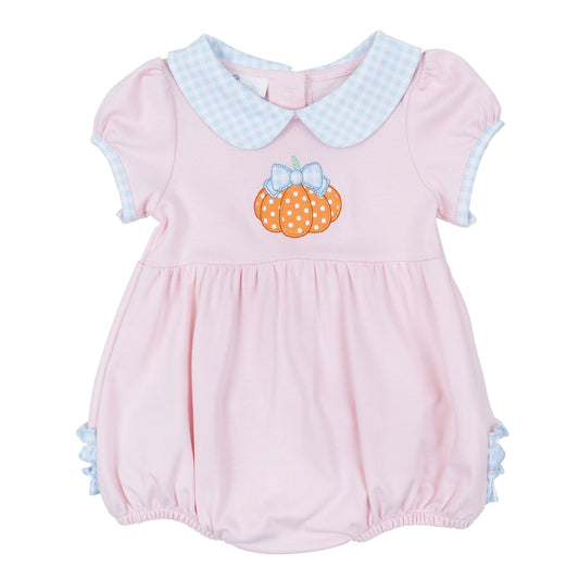 Magnolia Baby Boutique Pumpkin Applique Collared Ruffle Bubble