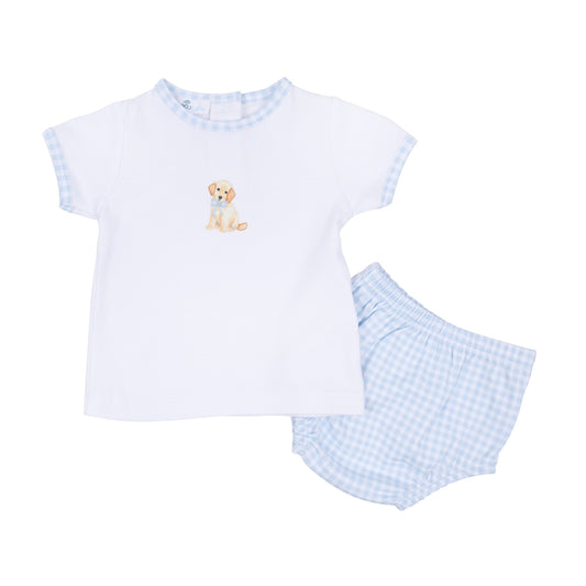 Sweet Golden Diaper Cover Set with Socks - Light Blue
