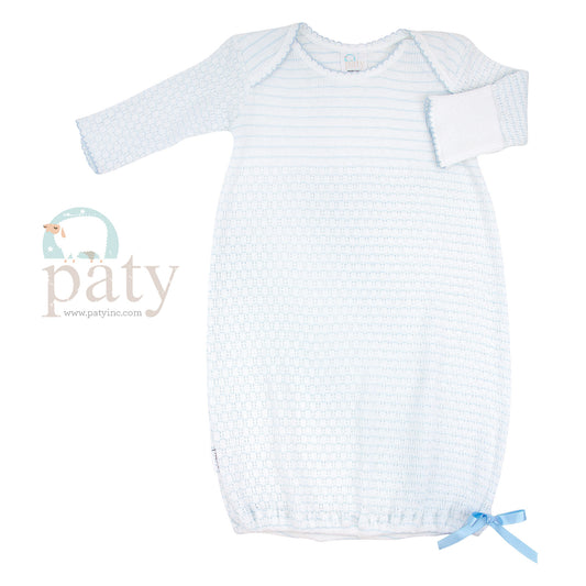Paty Inc Pima Overlap Gown Shoulder Gown Preemie Blue Stripe