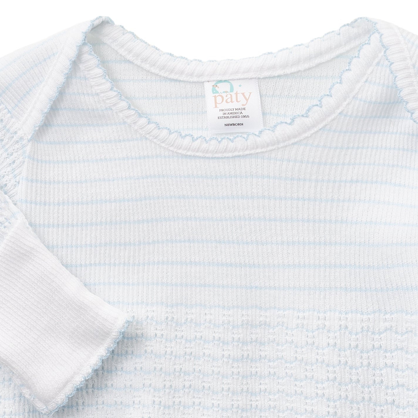 Paty Knit Overlap Shoulder Pinstripe Gown with Bow - Blue