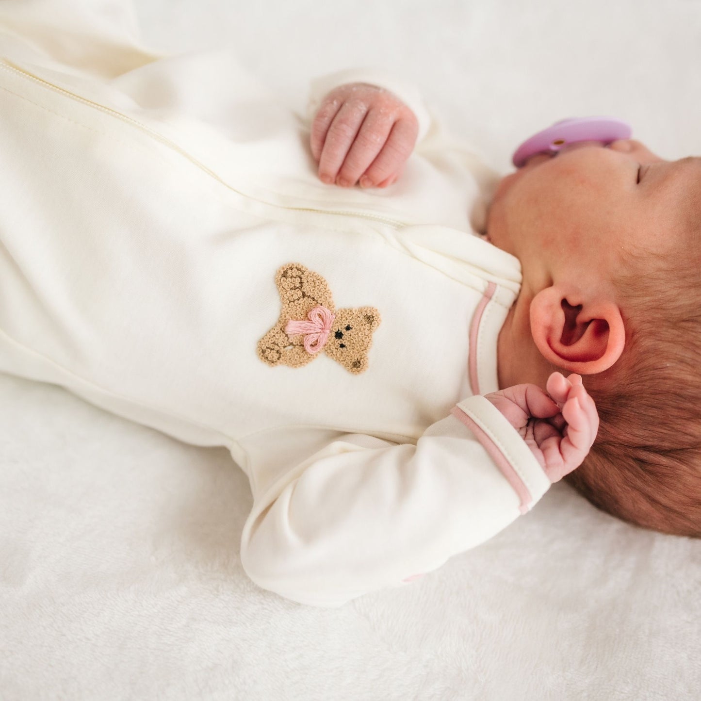 Magnolia Baby Bear Hugs Footie - Dusty Rose