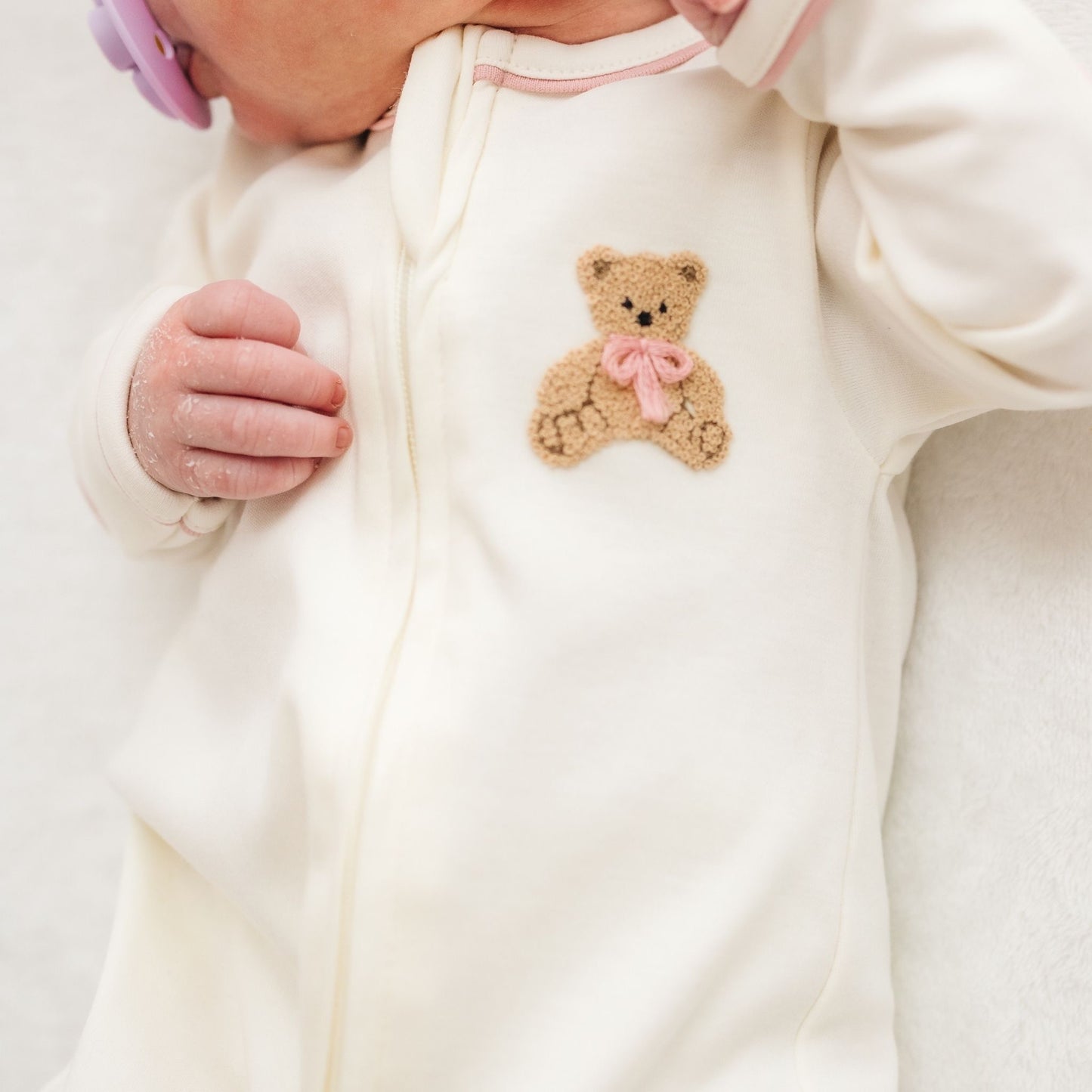 Magnolia Baby Bear Hugs Footie - Dusty Rose