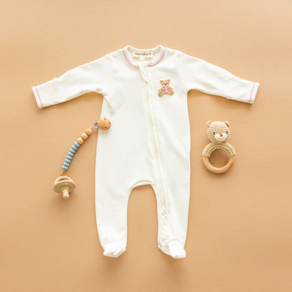 Magnolia Baby Bear Hugs Footie - Dusty Rose
