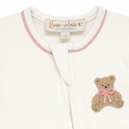 Magnolia Baby Bear Hugs Footie - Dusty Rose