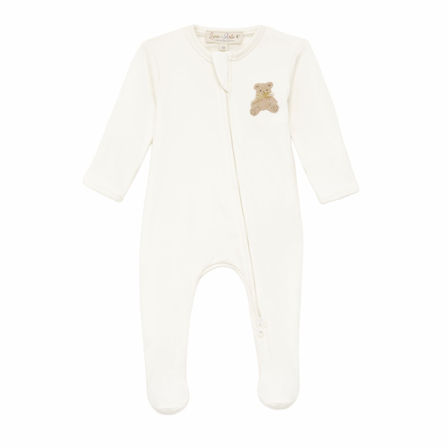 Magnolia Baby Bear Hugs Zip Footie - Ivory