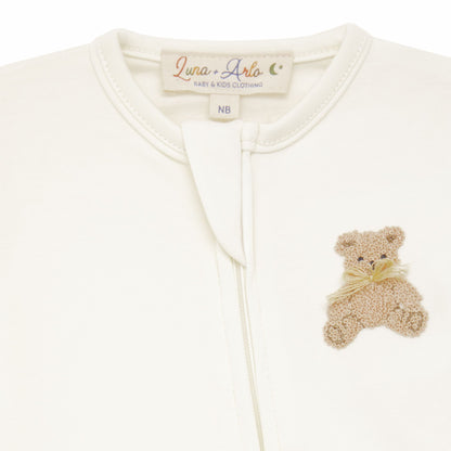 Magnolia Baby Bear Hugs Zip Footie - Ivory