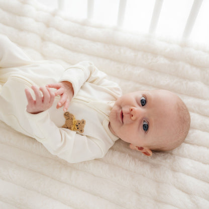 Magnolia Baby Bear Hugs Zip Footie - Ivory