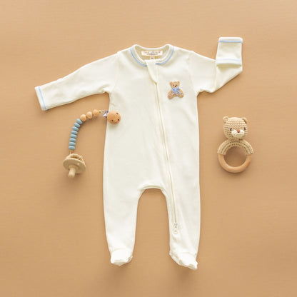 Magnolia Baby Bear Hugs Zip Footie - Sky Blue