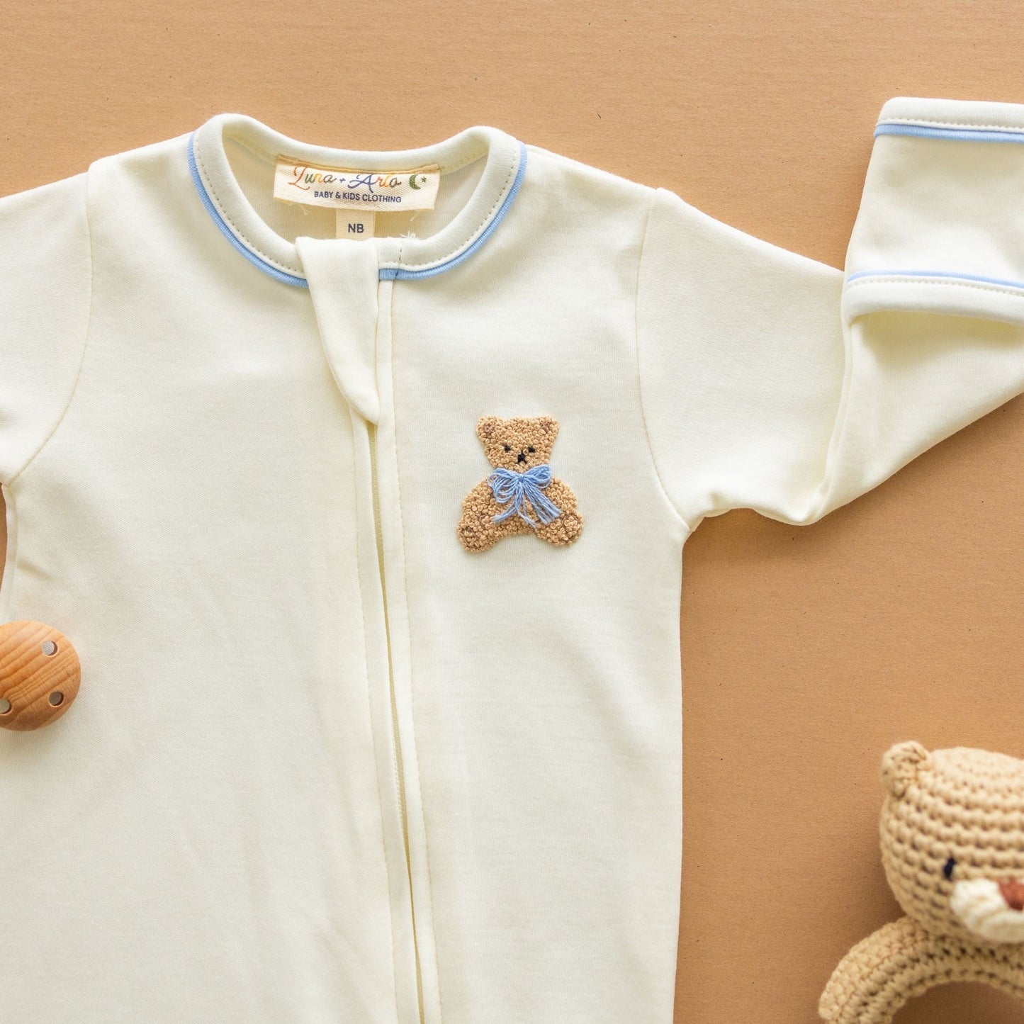 Magnolia Baby Bear Hugs Zip Footie - Sky Blue