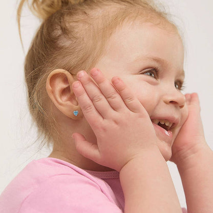 In Season Jewelry - Princess Heart CZ Baby / Toddler Earrings - Sterling Silver