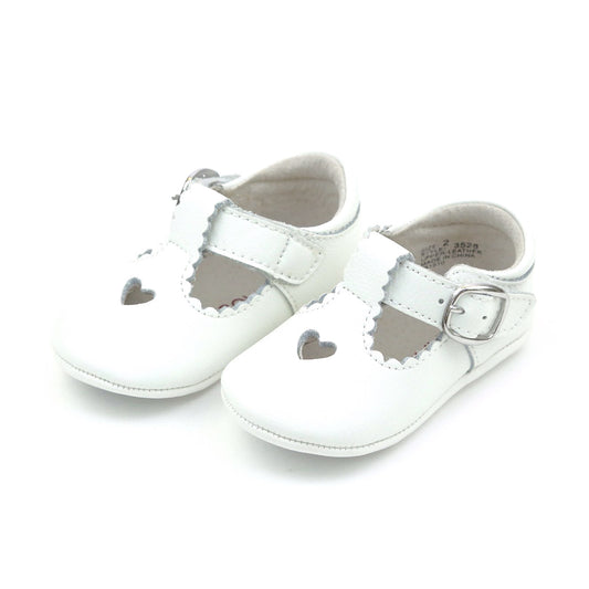 L'Amour Rosalie Heart Mary Jane Shoe - White