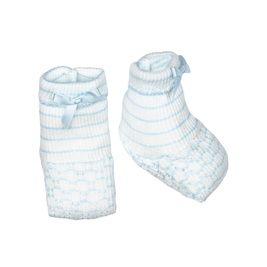 Paty Knit Pinstripe Booties - Blue - OS