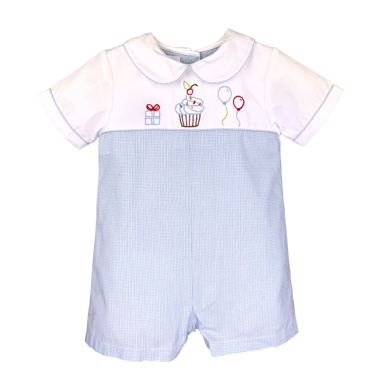 Petit Ami Boy's Birthday Embroidered Romper