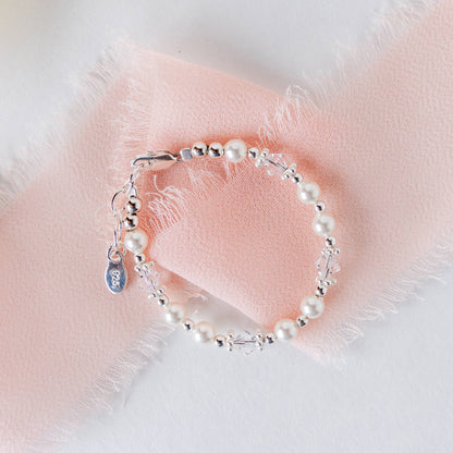 Cherished Moments - Girls Sterling Silver Pearl Baby Gift & Kids Bracelet