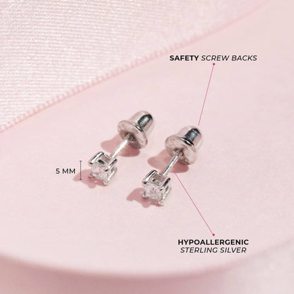 In Season Jewelry - Solitaire 2mm-5mm Baby / Toddler Earrings - Sterling Silver