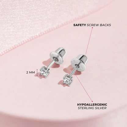 In Season Jewelry - Solitaire 2mm-5mm Baby / Toddler Earrings - Sterling Silver