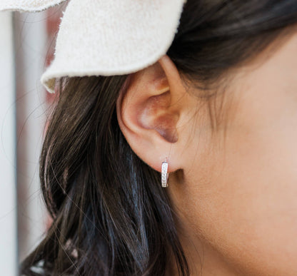 Cherished Moments - Sterling Silver Huggie CZ Hoop Earrings for Babies and Kids