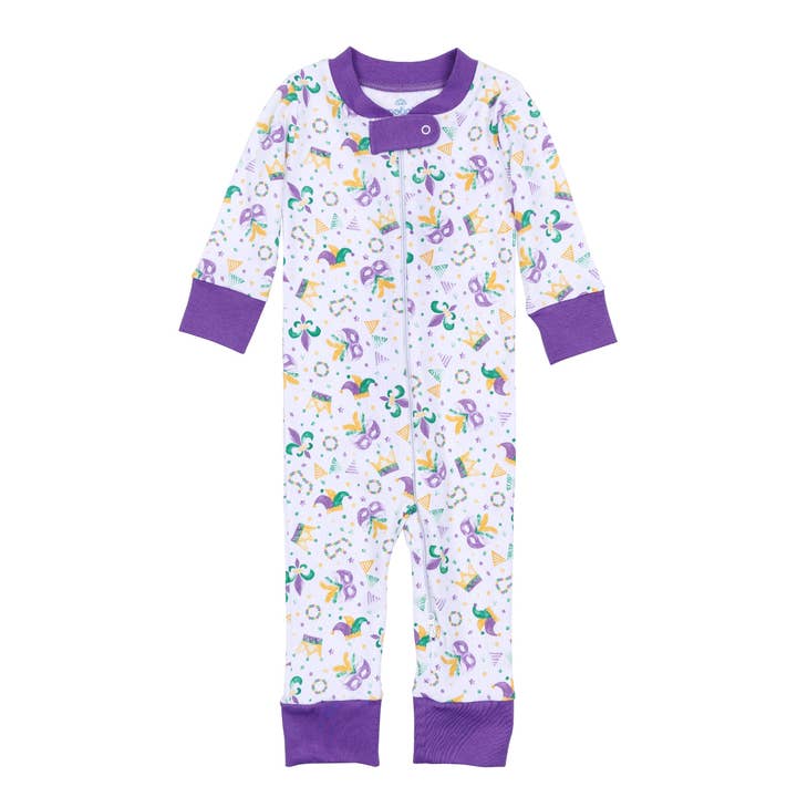 Magnolia Baby - Mardi Gras Munchkins Zip Pajamas