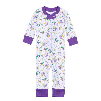 Magnolia Baby - Mardi Gras Munchkins Zip Pajamas