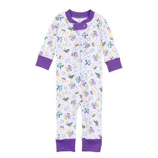 Magnolia Baby - Mardi Gras Munchkins Zip Pajamas