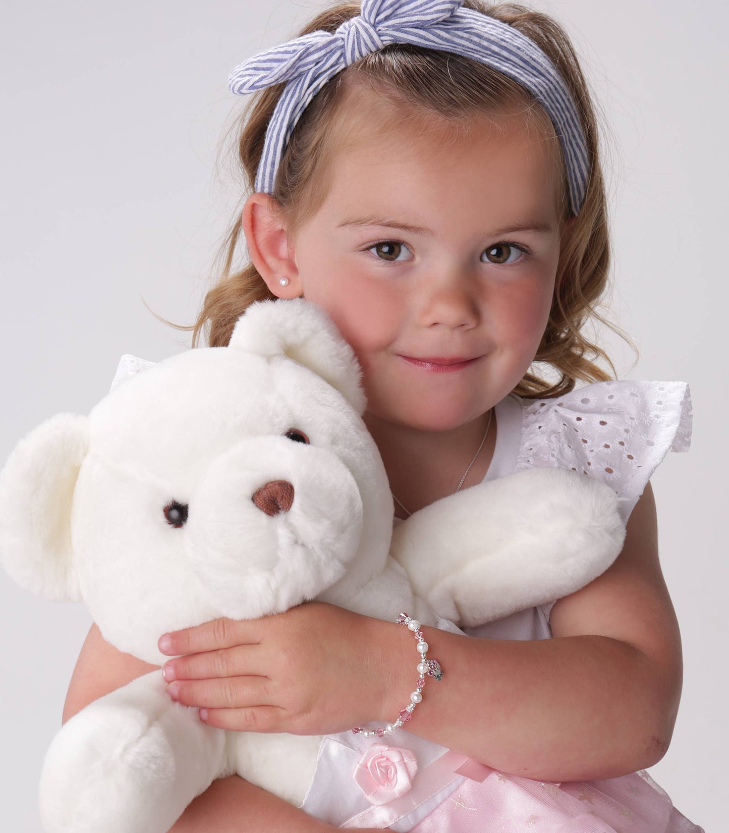 Cherished Moments - Sterling Silver Screw-Back White Pearl Earrings for Children