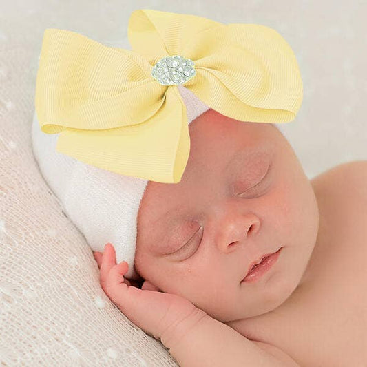 www.ilybean.com - Pink, Yellow or White Bella Bow with Rhinestone Center Hat