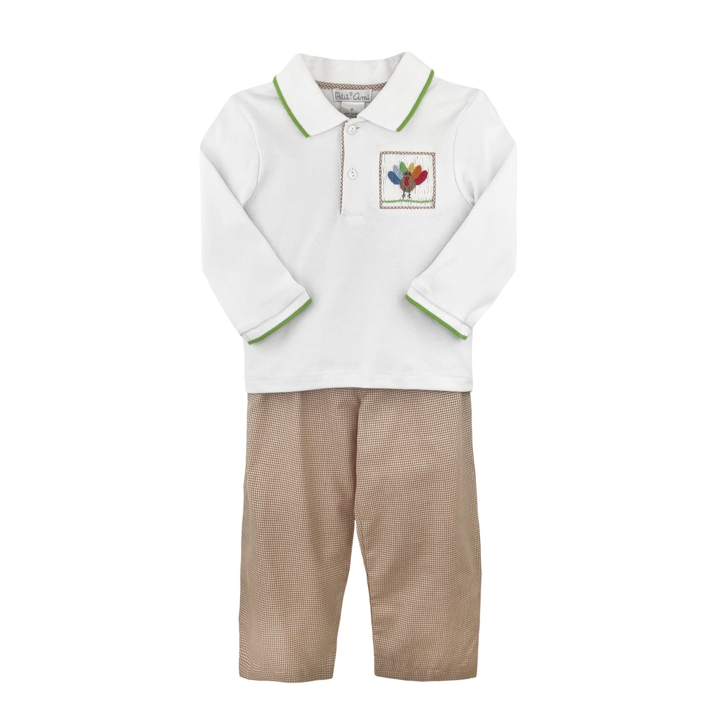 Petit Ami Turkey Hand Picture Smocked Top and Pant Set