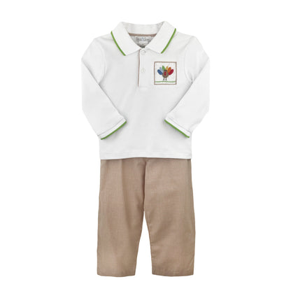 Petit Ami Turkey Hand Picture Smocked Top and Pant Set