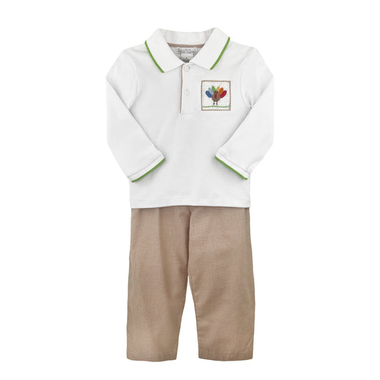 Petit Ami Turkey Hand Picture Smocked Top and Pant Set