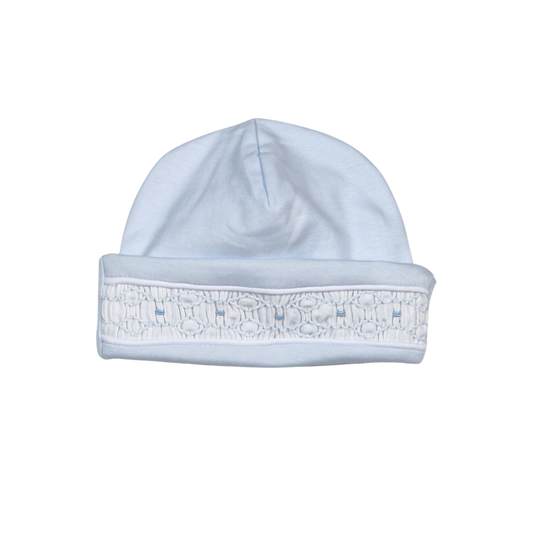 Baby Loren Tim Blue Hand Smocked Pima Beanie
