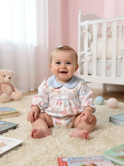Baby Loren Princess and Castles Floral Pima Collar Bubble
