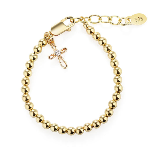 Cherished Moments - Kids 14K Gold-Plated Cross Bracelet Baby Girl Baptism Gift