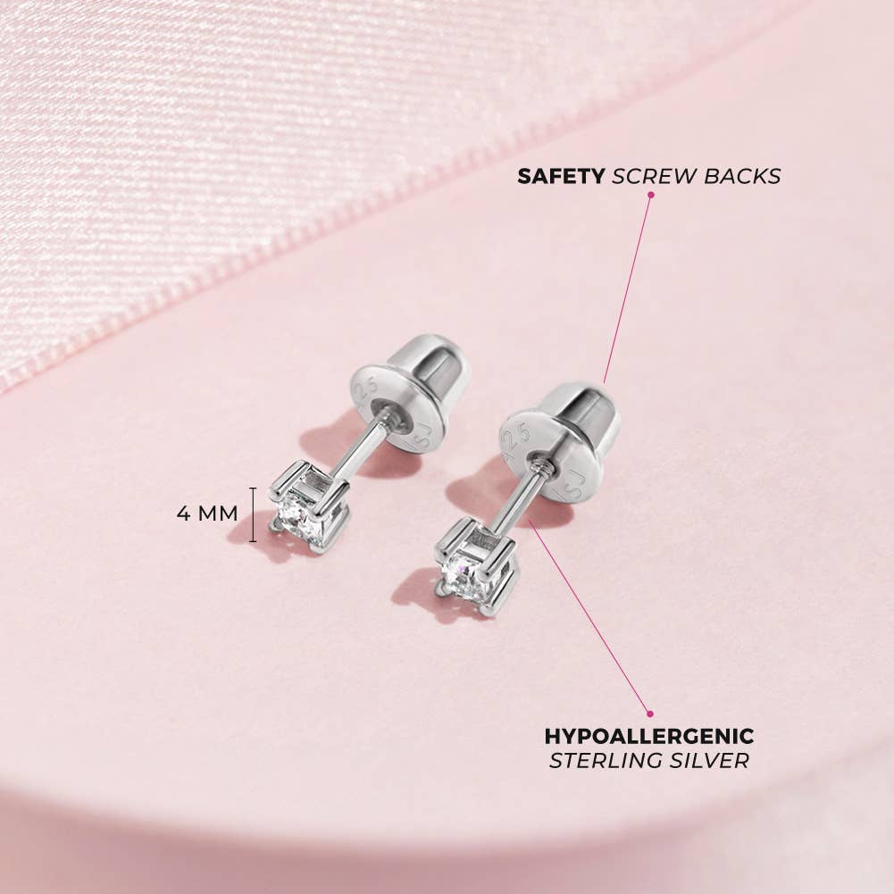 In Season Jewelry - Solitaire 2mm-5mm Baby / Toddler Earrings - Sterling Silver