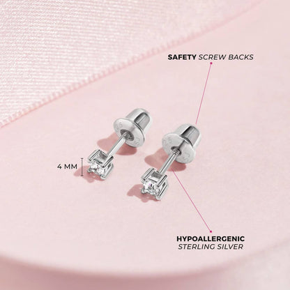 In Season Jewelry - Solitaire 2mm-5mm Baby / Toddler Earrings - Sterling Silver