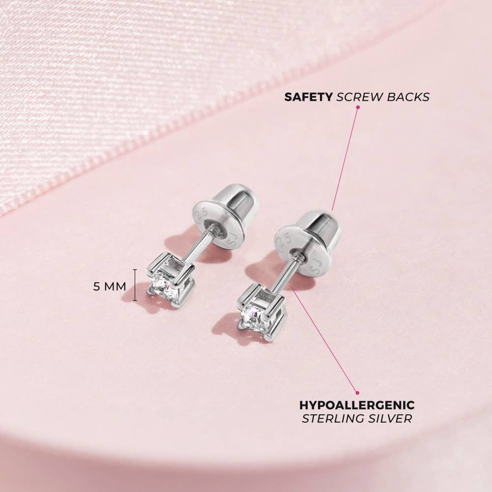 In Season Jewelry - Solitaire 2mm-5mm Baby / Toddler Earrings - Sterling Silver