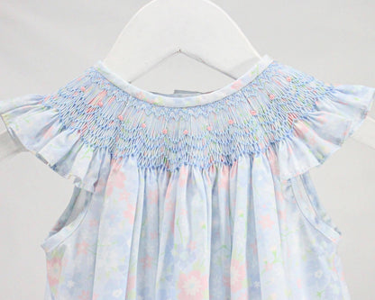 Baby Blessings Clothing - Light Blue Garden Print Gia Bubble