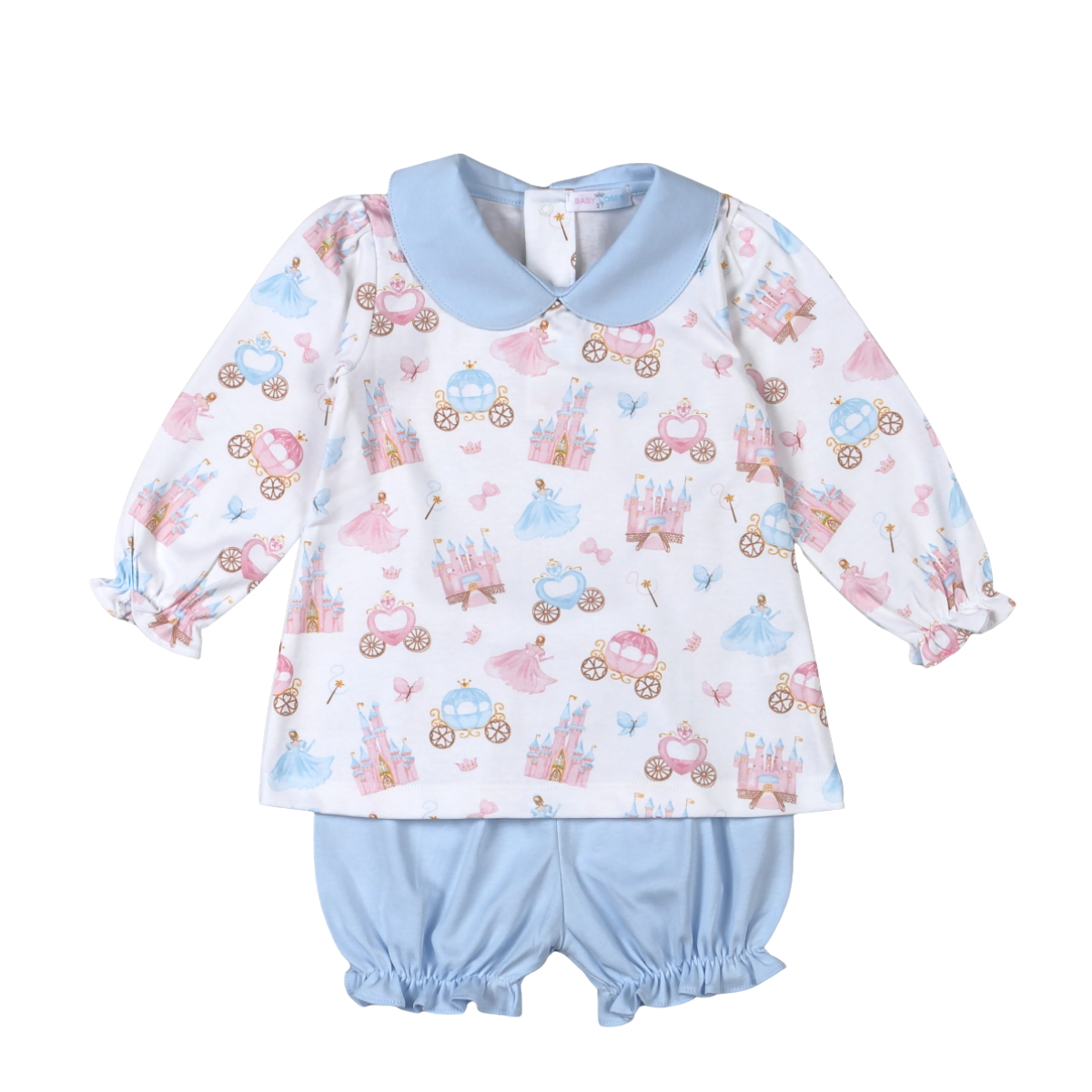 Baby Loren Princess and Castles Floral Pima Collar Bloomers Set